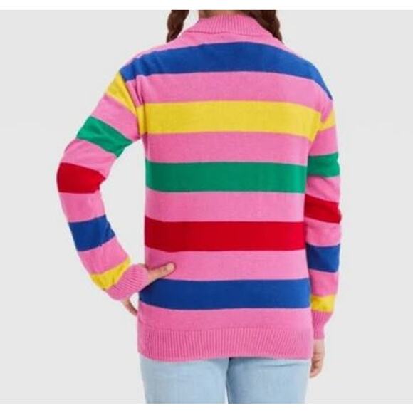 Disney 100 Years Mickey Minnie Pink Girls' Retro Striped Cardigan Large - Picture 4 of 4